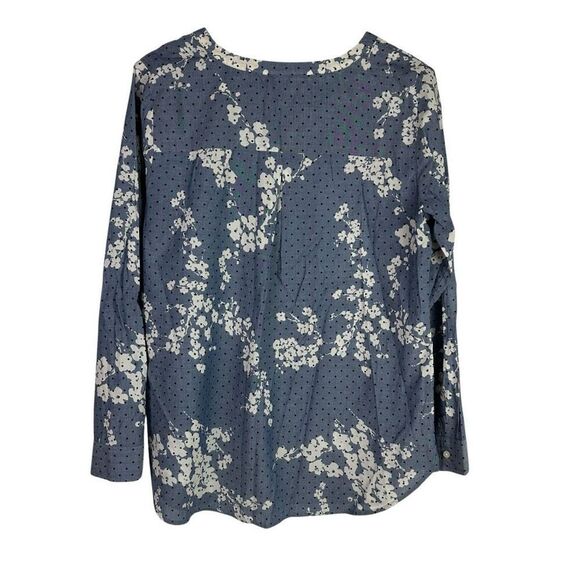 Talbots Chambray Medium Popover Blouse Cotton - Picture 2 of 7